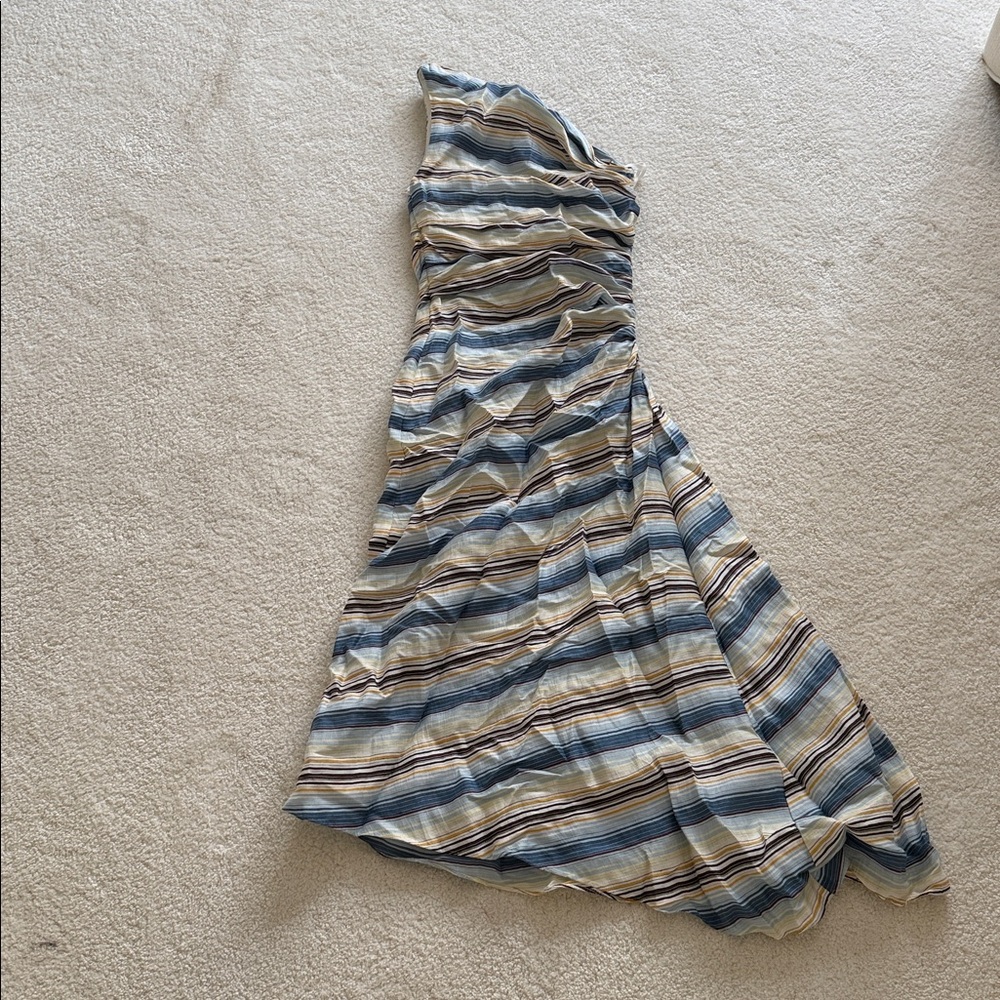 A.L.C. Blue and Tan Striped Maxi Dress